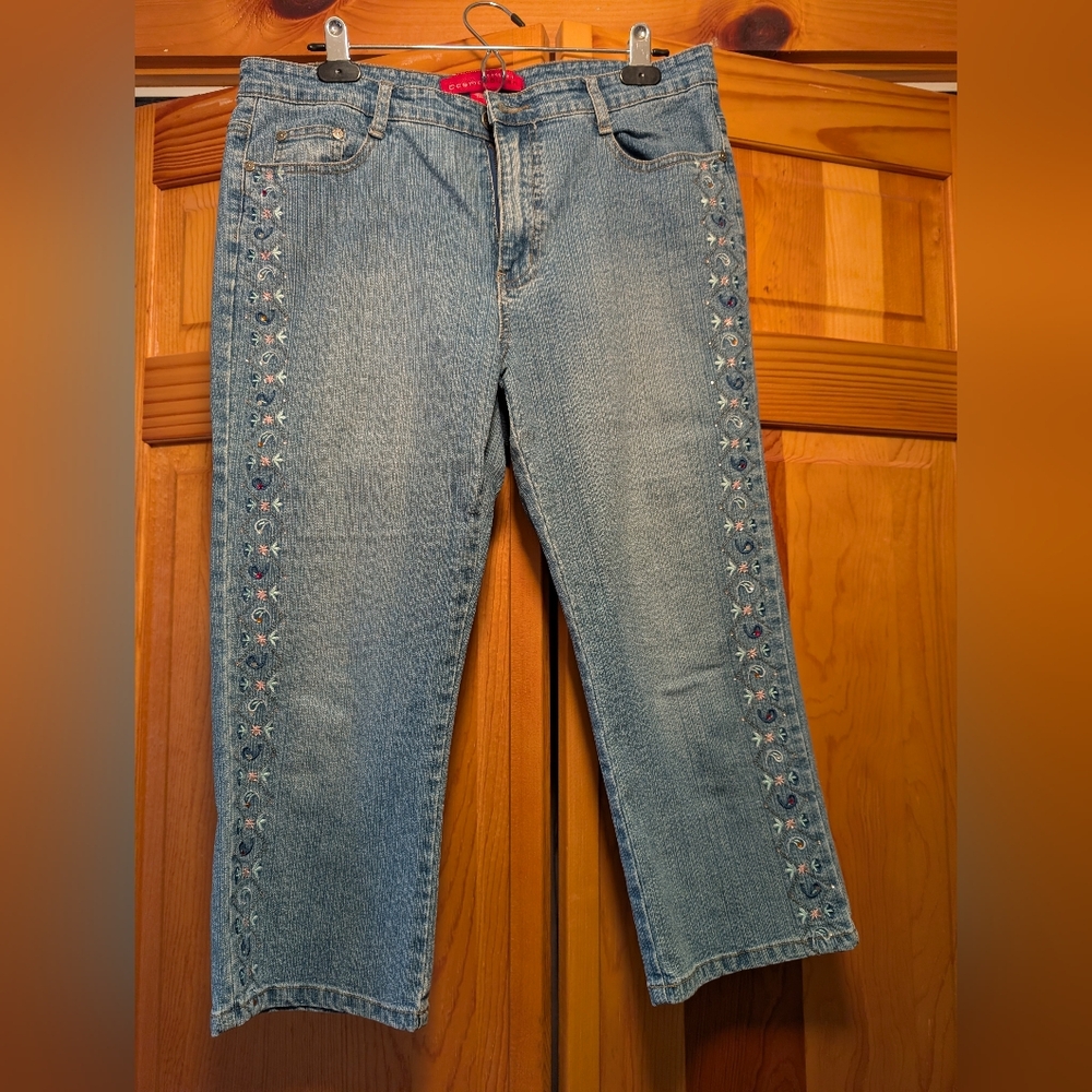 Cosmopolitan Embellished Stretch Denim Capris 12